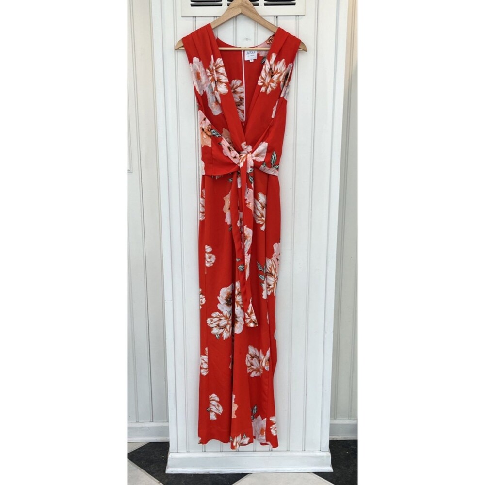 Misa Los Angeles L Kimora Jumpsuit Poppy Orange Floral Cottagecore Boho Wide Leg